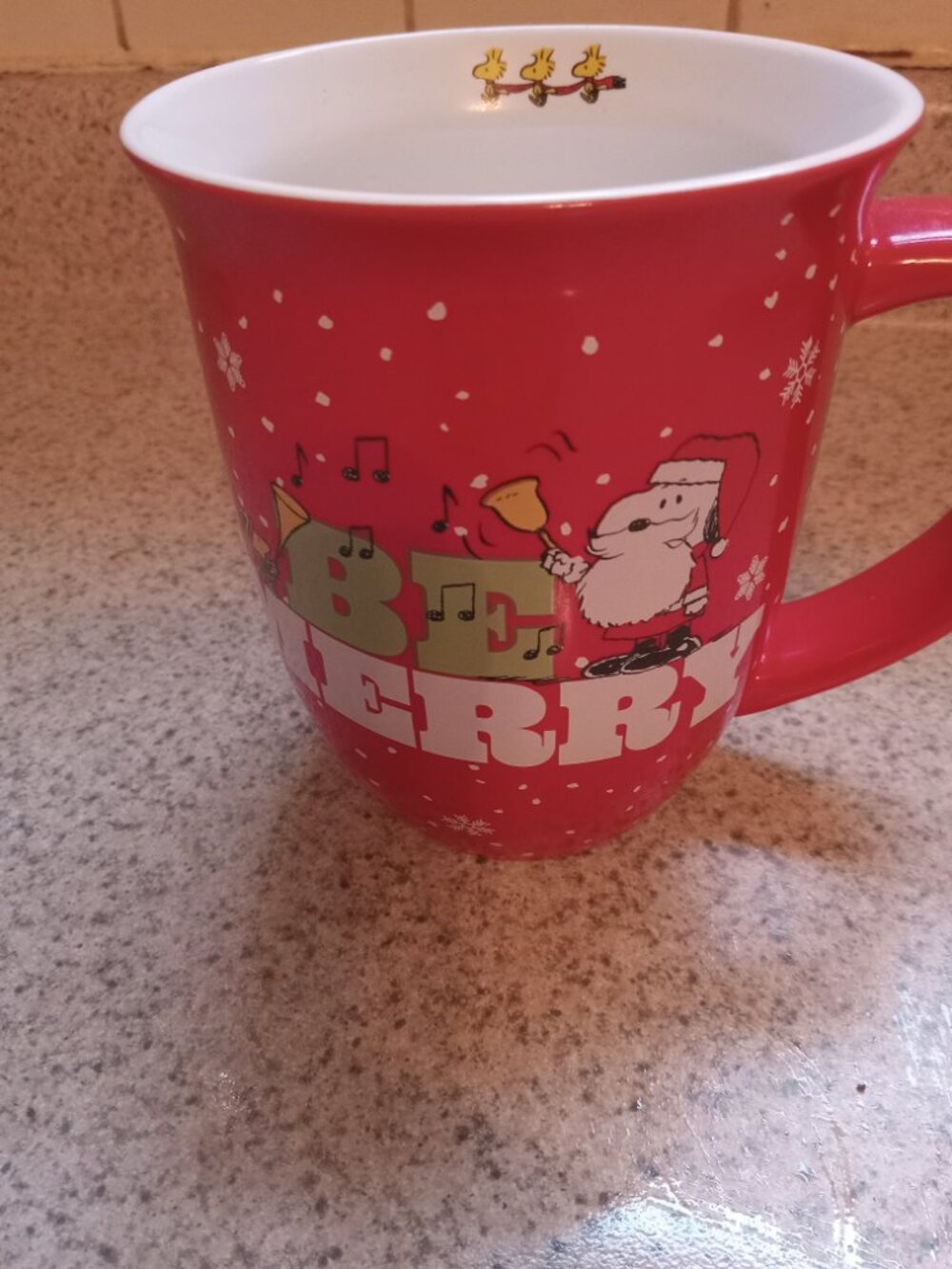 Peanuts BE MERRY Snoopy and Woodstock Christmas Mug